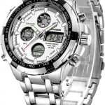 GOLDENHOUR – montre de Sport  pour homme, marque de luxe, en acier argenté, numérique, à Quartz, analogique